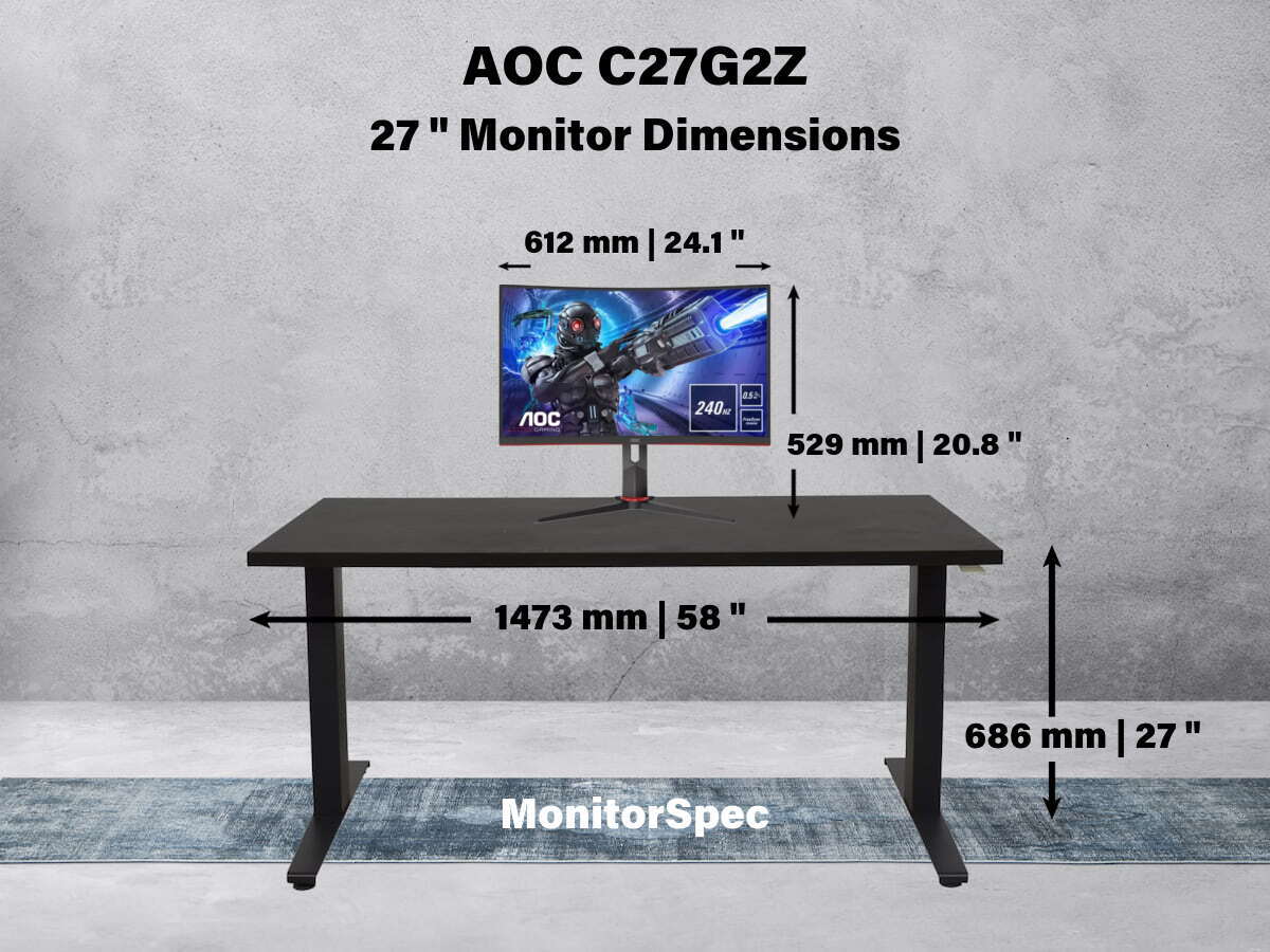 AOC C27G2Z Dimensions