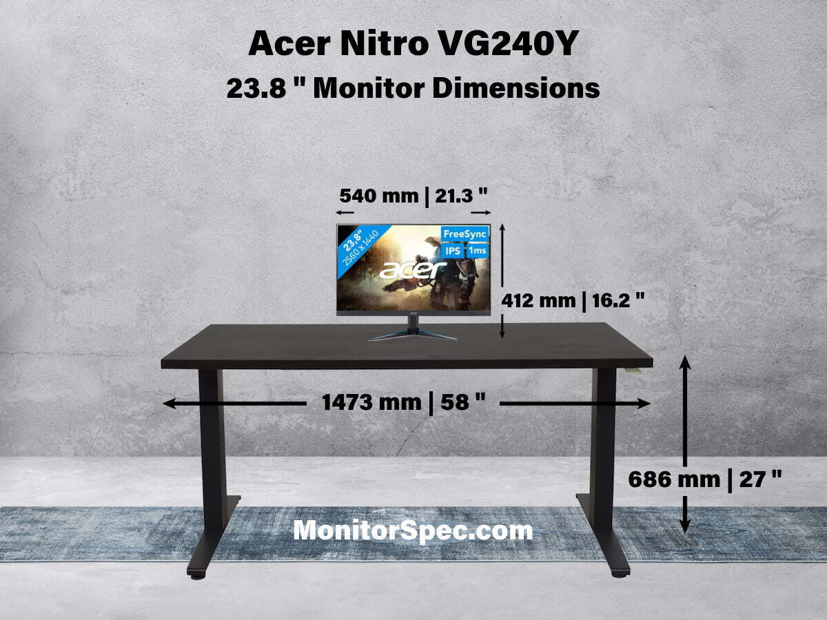 Acer Nitro VG240Y Dimensions