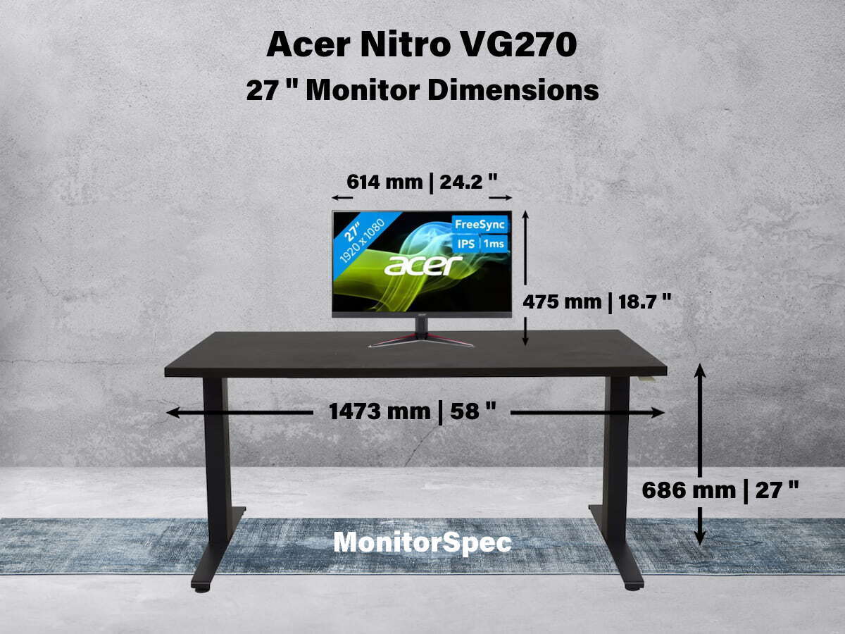 Acer Nitro VG270 Dimensions