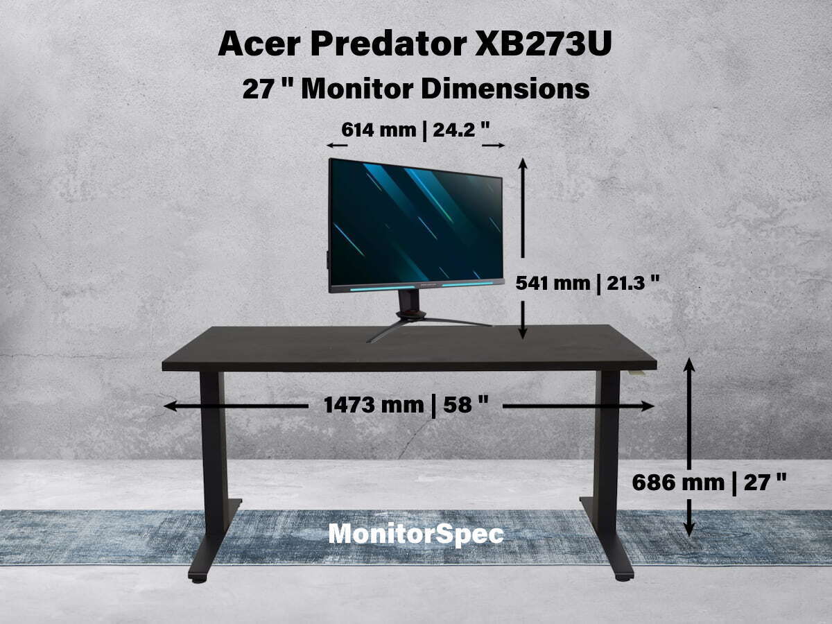 Acer Predator XB273U Dimensions