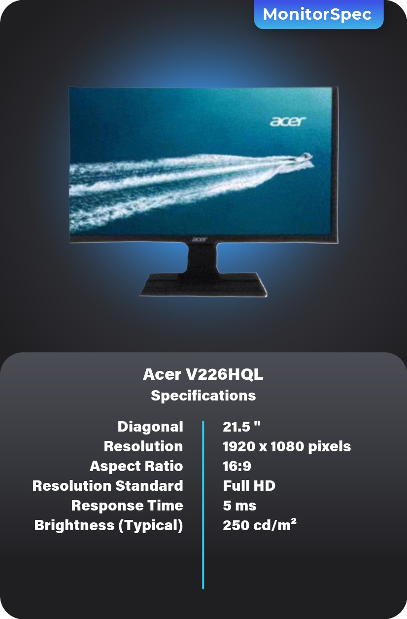 Acer V226HQL Monitor Specifications