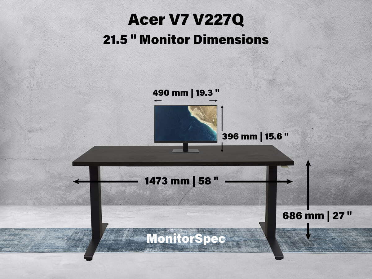 Acer V7 V227Q Dimensions