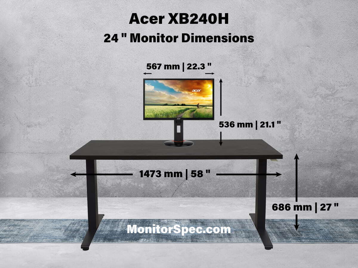 Acer XB240H Dimensions