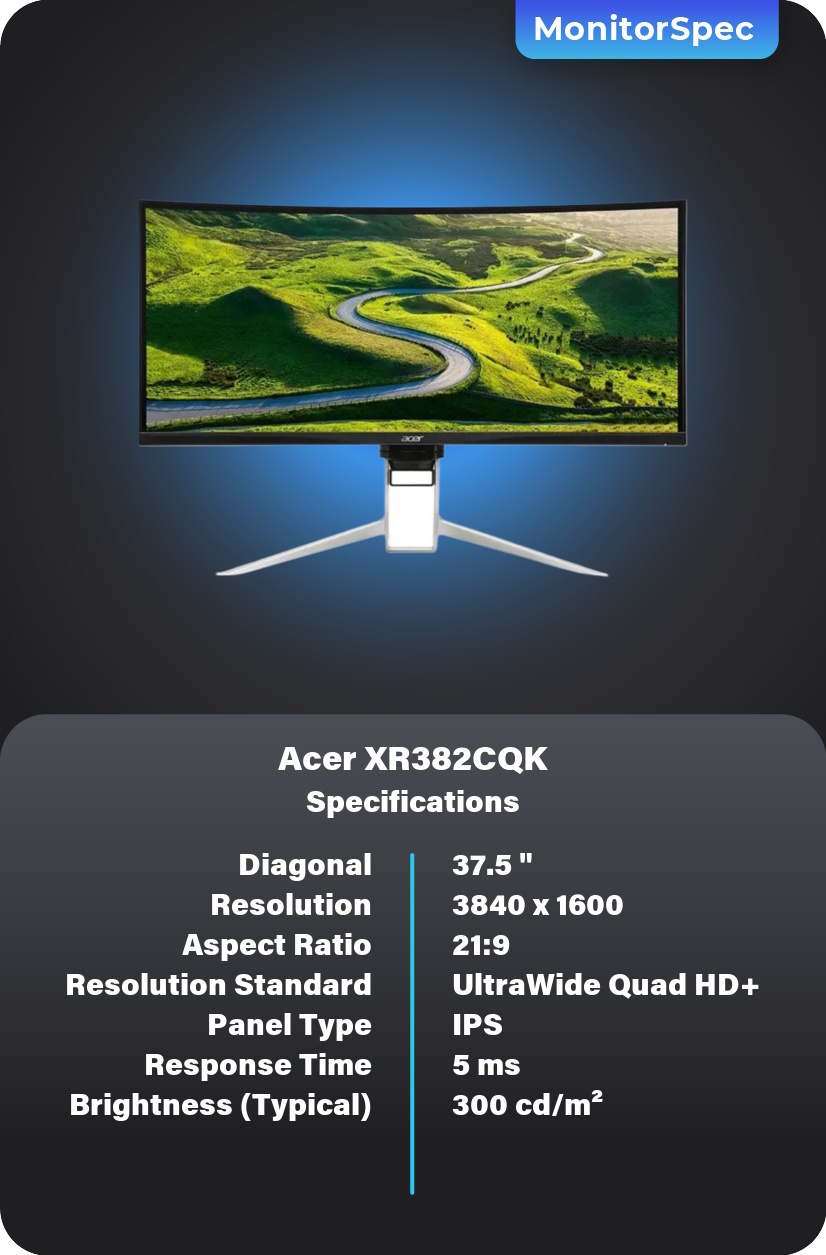 Acer XR382CQK Monitor Specifications