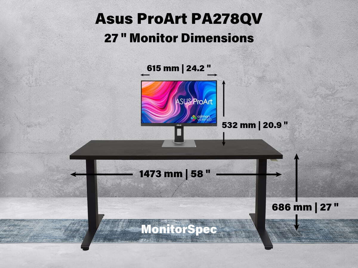 Asus ProArt PA278QV Dimensions