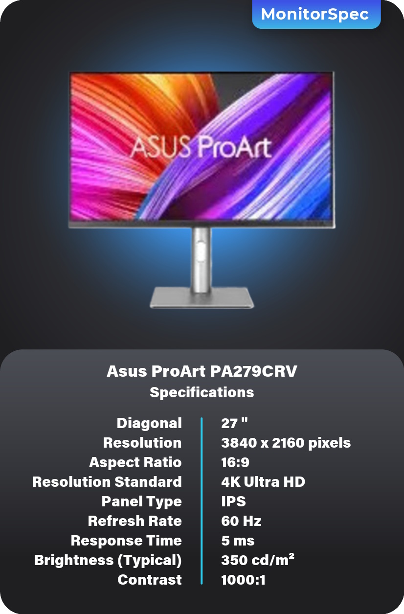 Asus ProArt PA279CRV Monitor Specifications