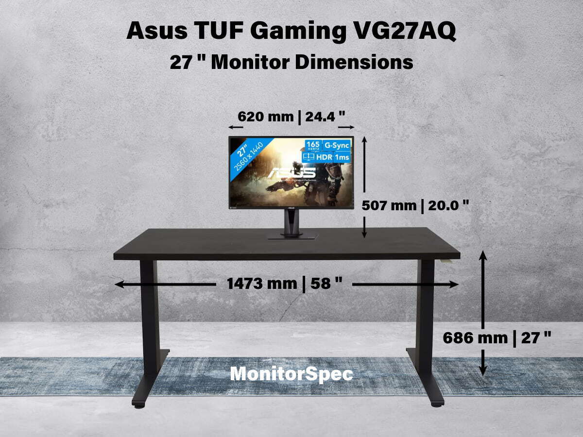 Asus TUF Gaming VG27AQ Dimensions