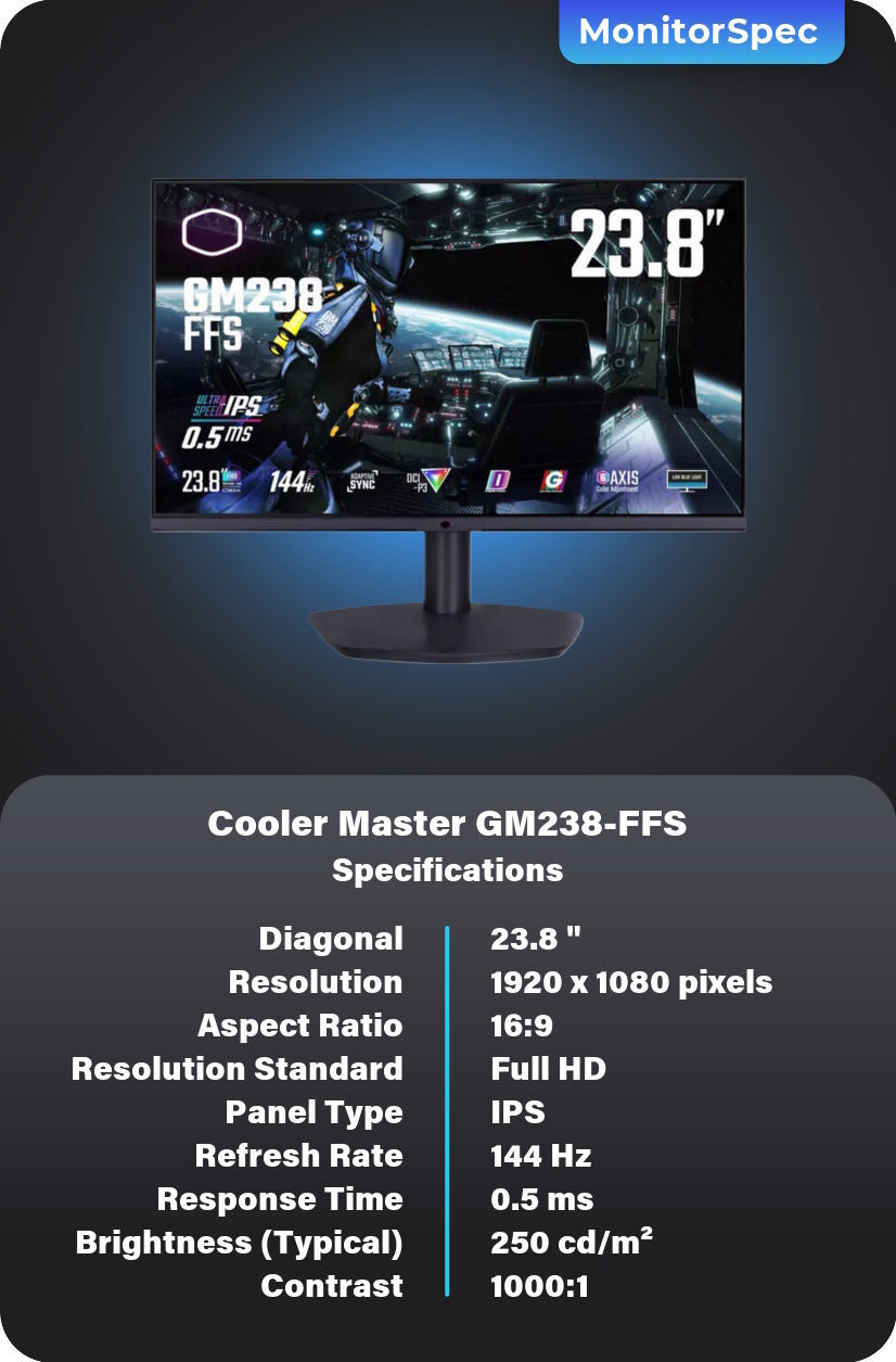 Cooler Master GM238-FFS Monitor Specifications