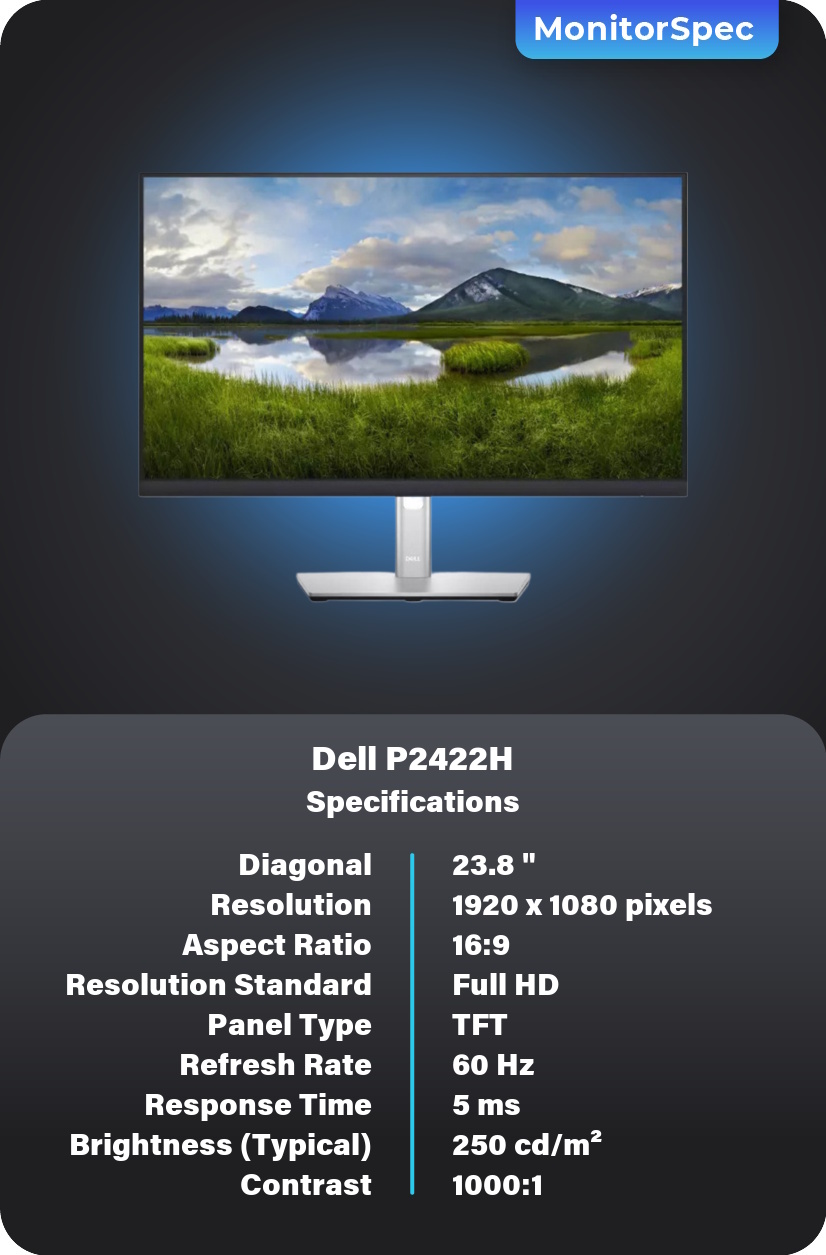 Dell P2422H Monitor Specifications