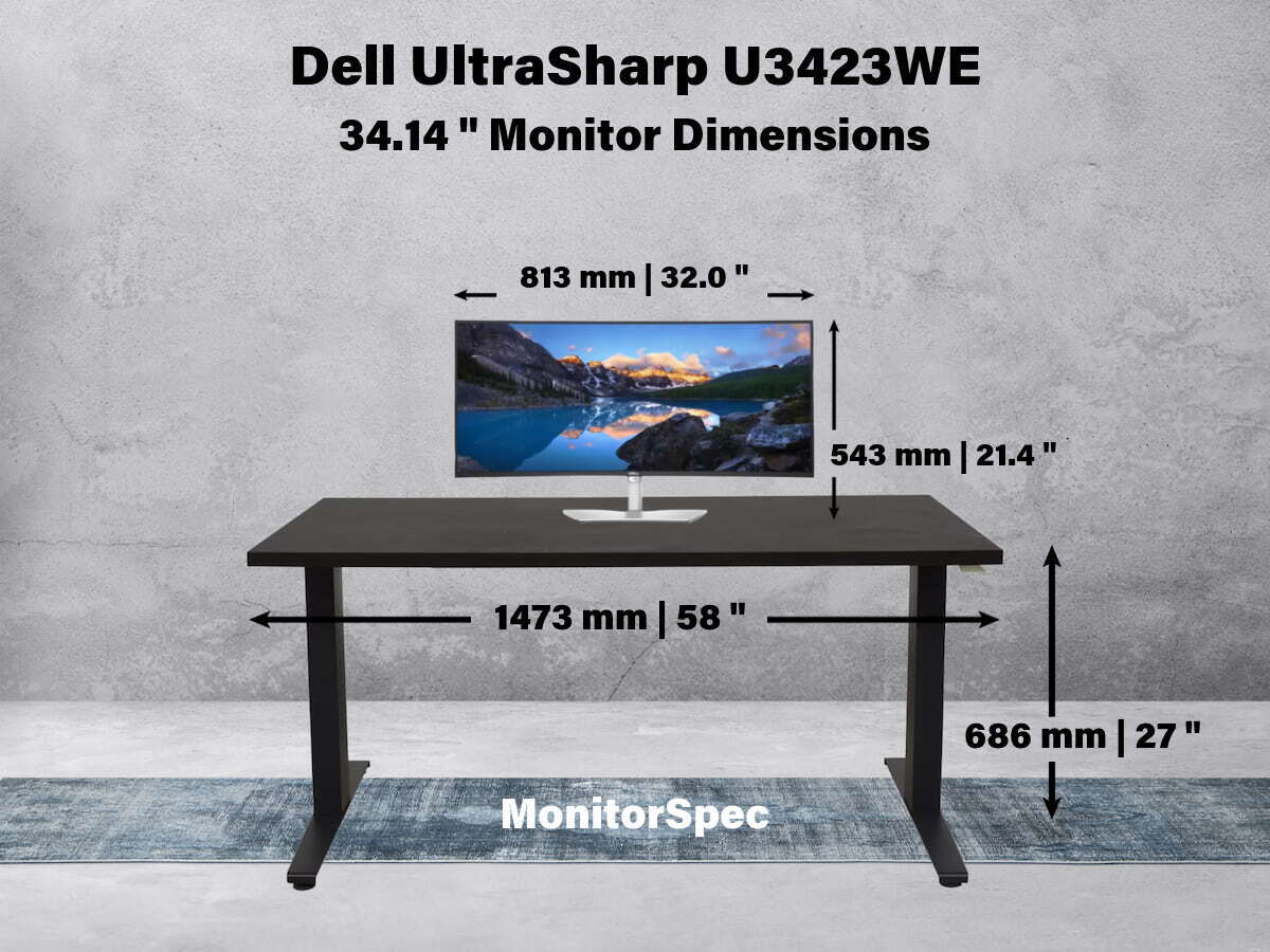 Dell UltraSharp U3423WE Dimensions