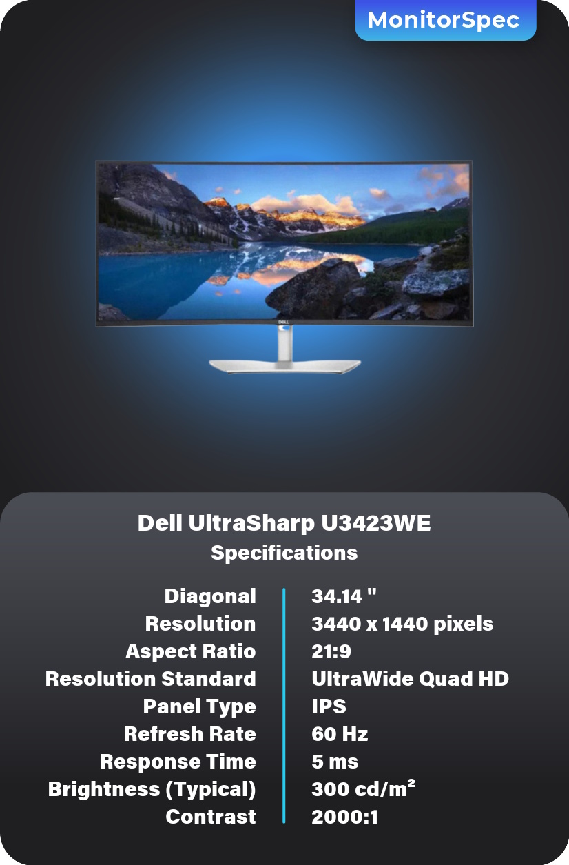 Dell UltraSharp U3423WE Monitor Specifications