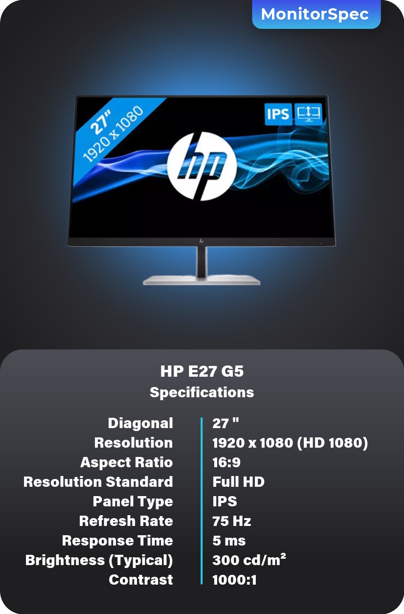 HP E27 G5 Monitor Specifications