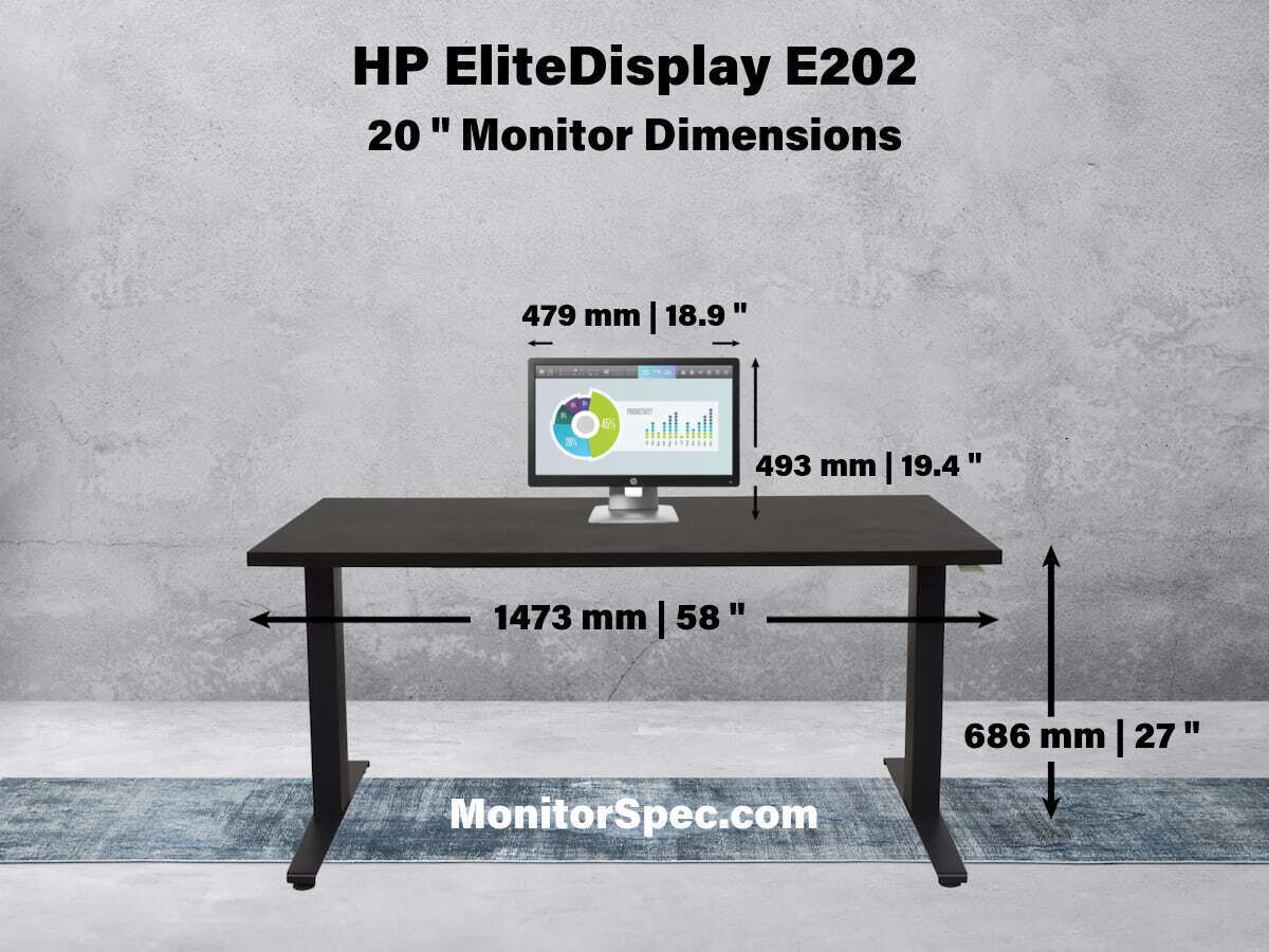 HP EliteDisplay E202 Dimensions