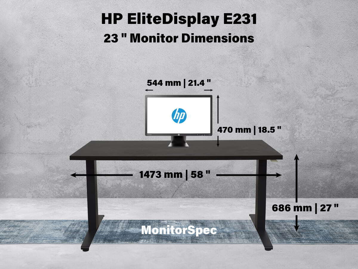 HP EliteDisplay E231 Dimensions