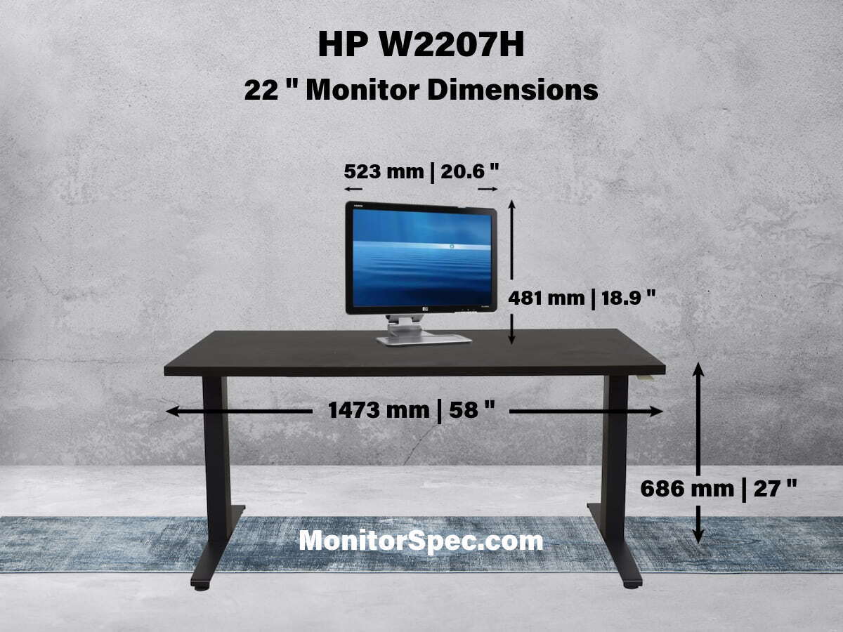 HP W2207H Dimensions