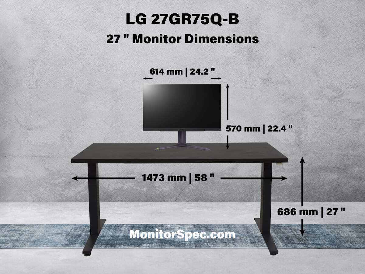 LG 27GR75Q-B Dimensions