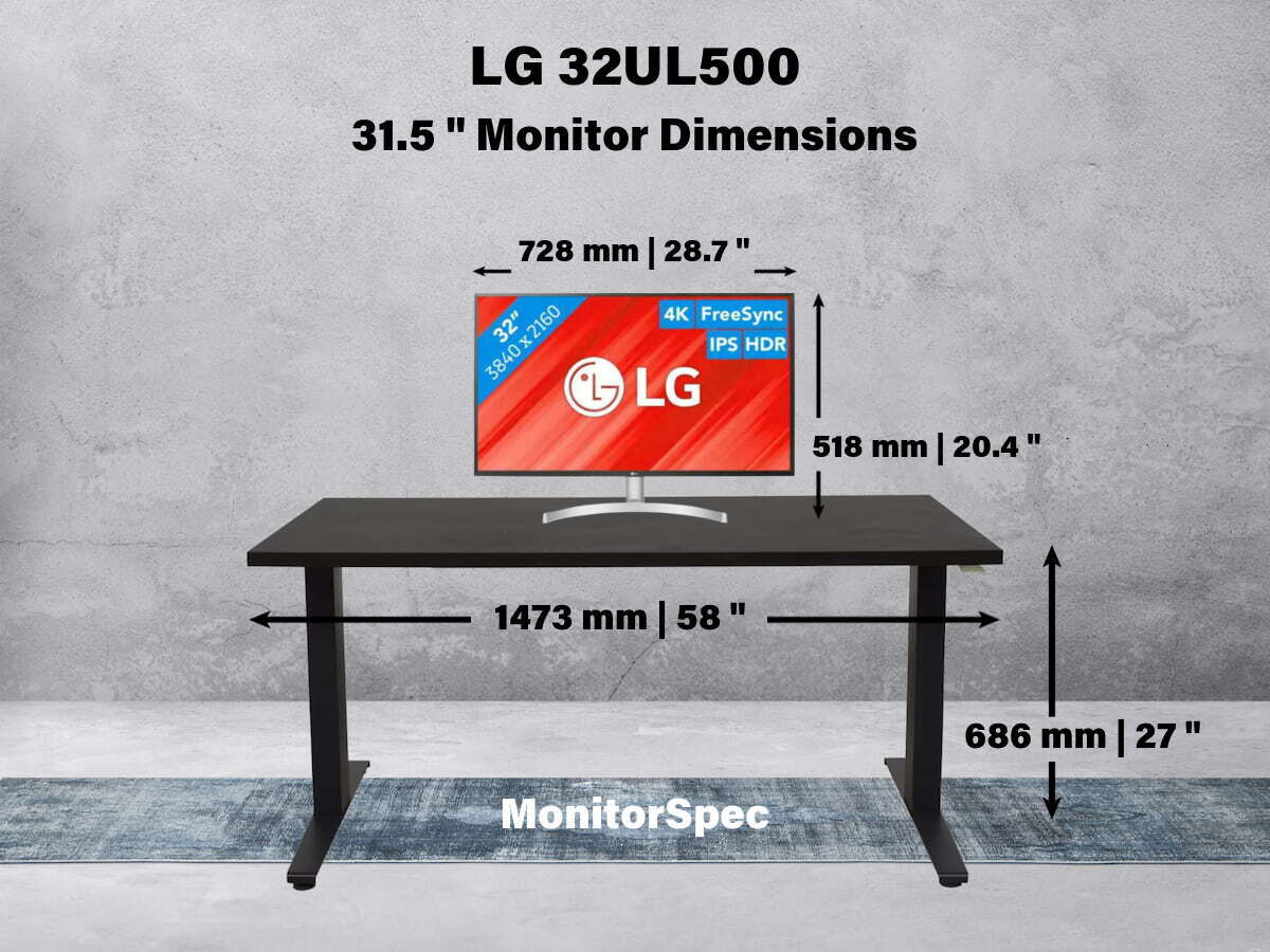 LG 32UL500 Dimensions