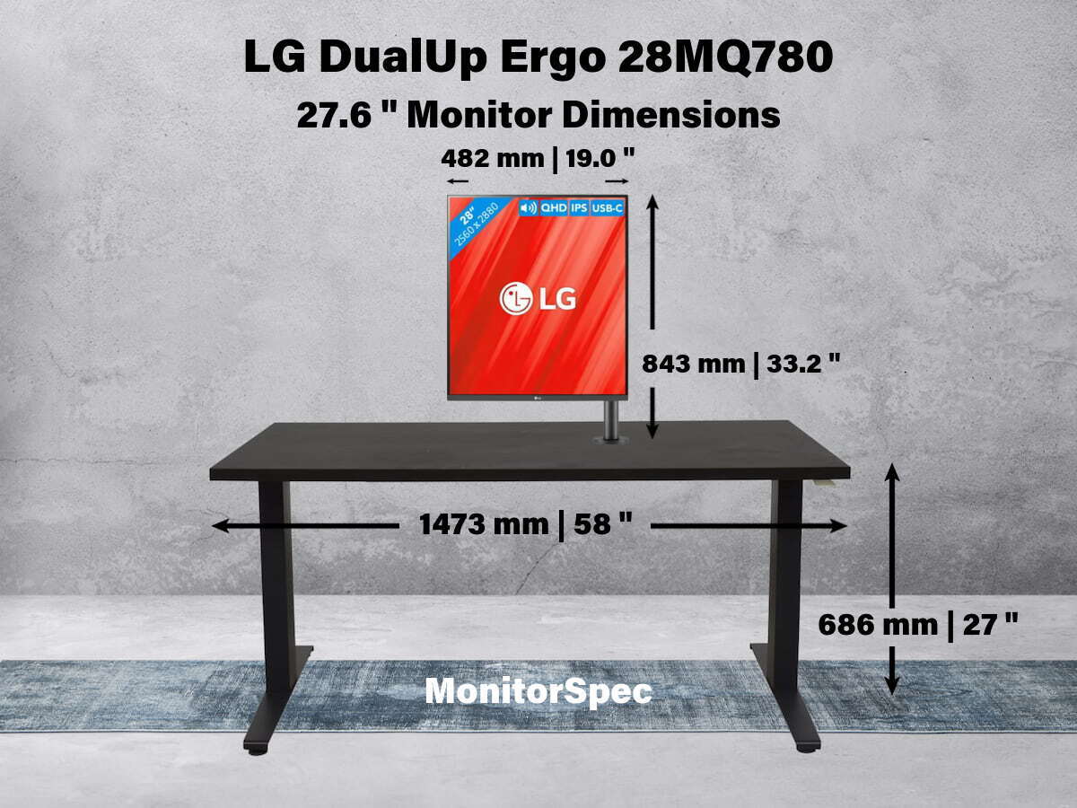 LG DualUp Ergo 28MQ780 Dimensions