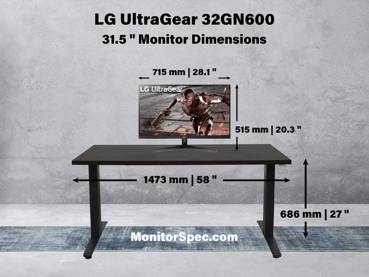 LG UltraGear 32GN600 Dimensions