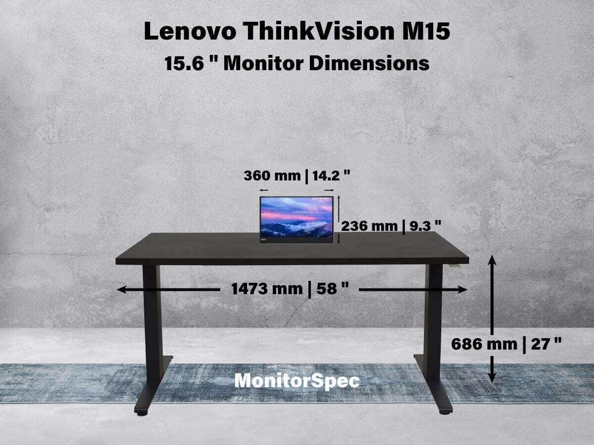 Lenovo ThinkVision M15 Dimensions