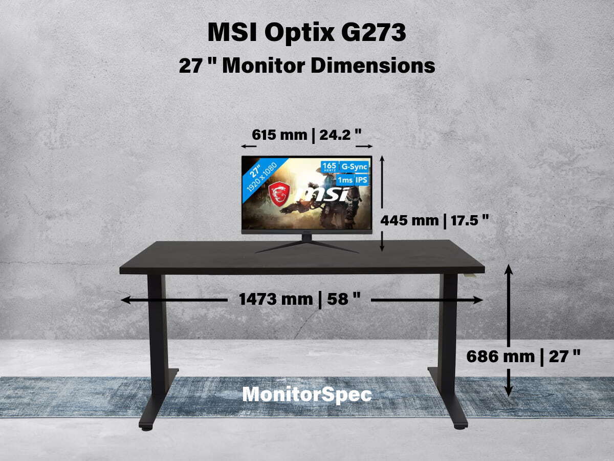 MSI Optix G273 Dimensions