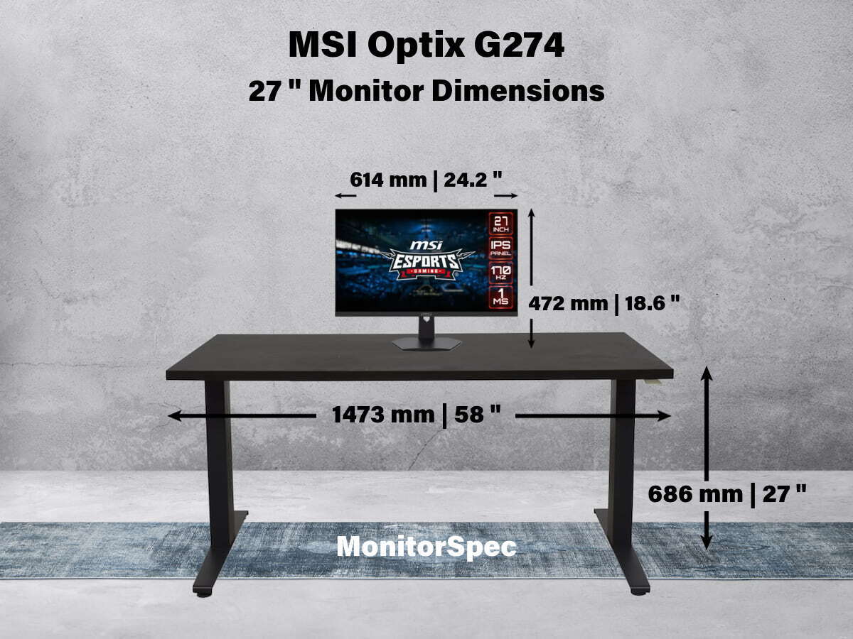 MSI Optix G274 Dimensions