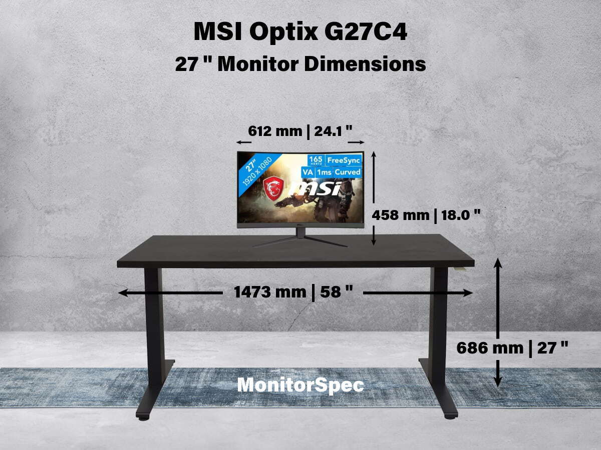 MSI Optix G27C4 Dimensions