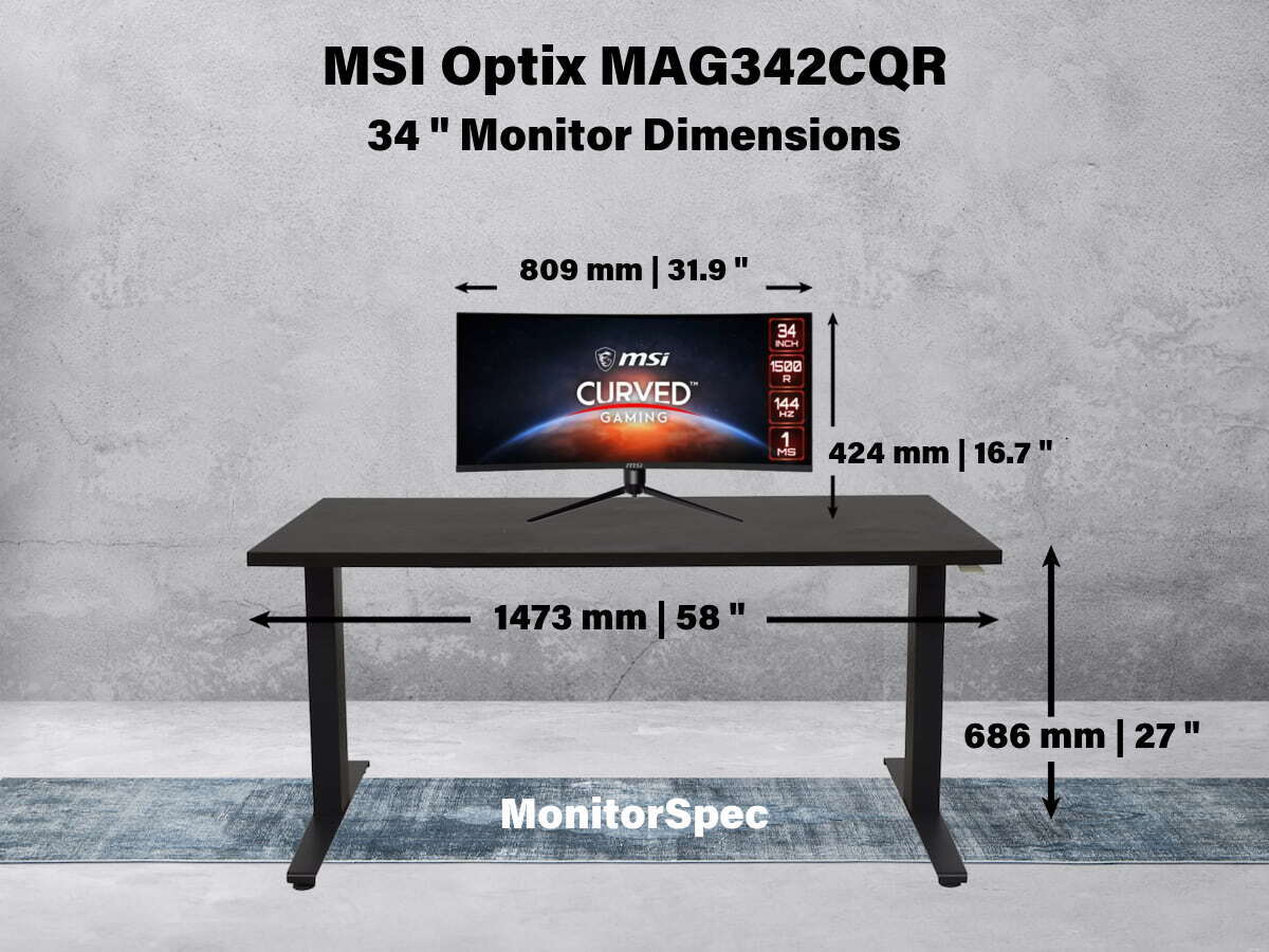 MSI Optix MAG342CQR Dimensions