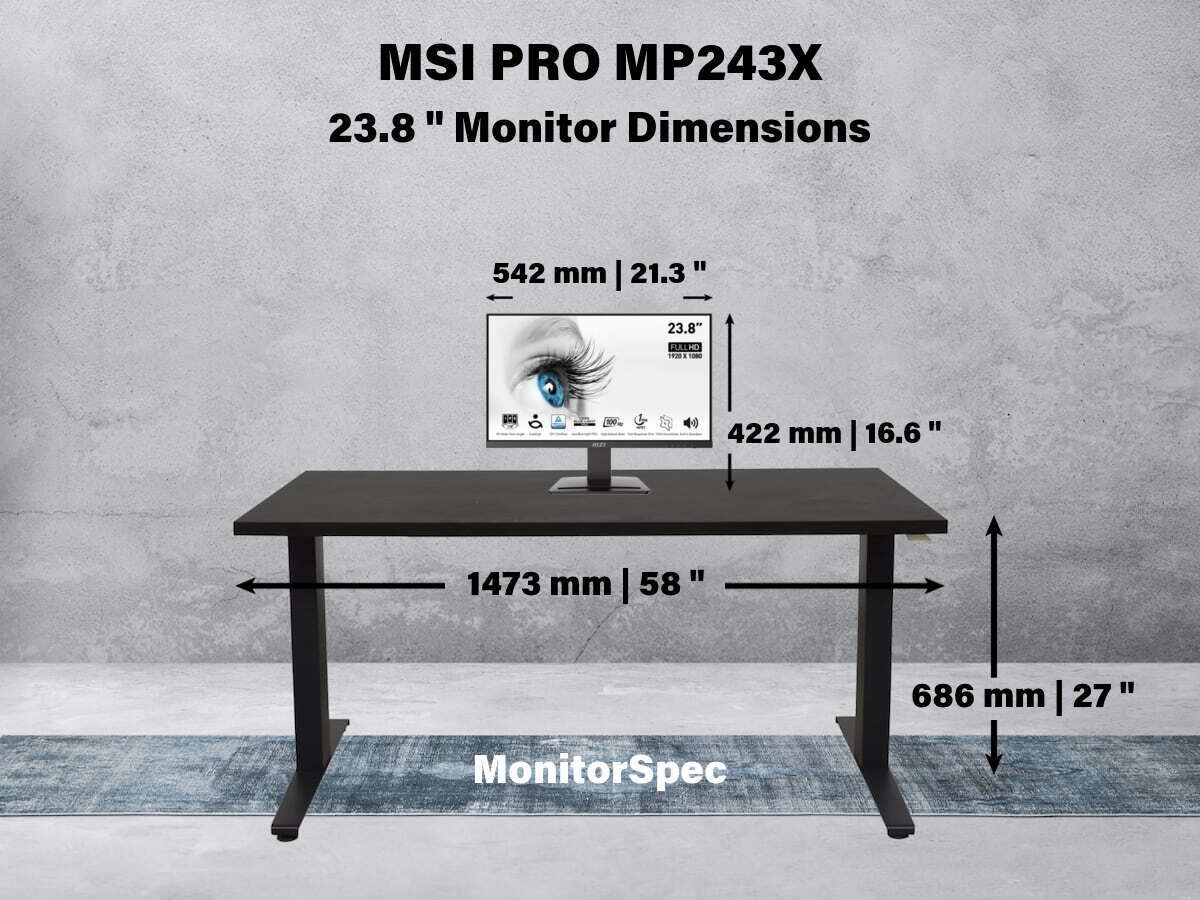 MSI PRO MP243X Dimensions