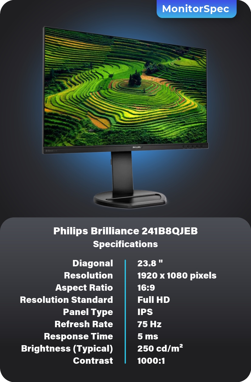 Philips Brilliance 241B8QJEB Monitor Specifications