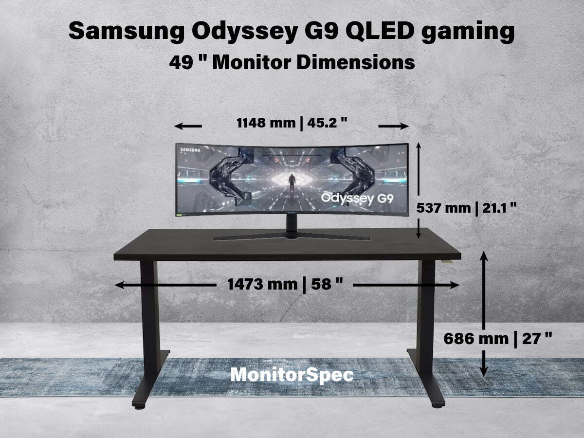 Samsung Odyssey G9 QLED gaming Dimensions