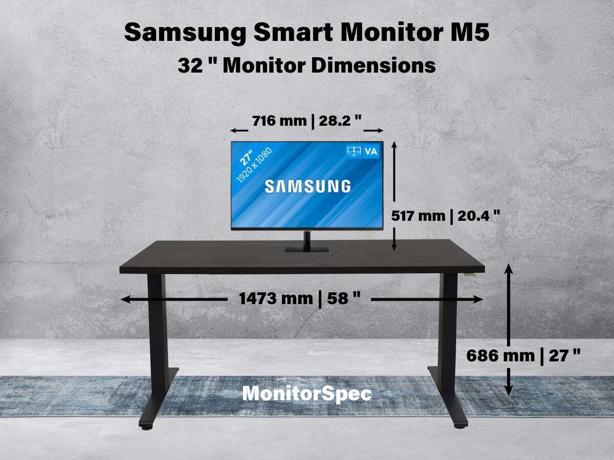 Samsung Smart Monitor M5 Dimensions