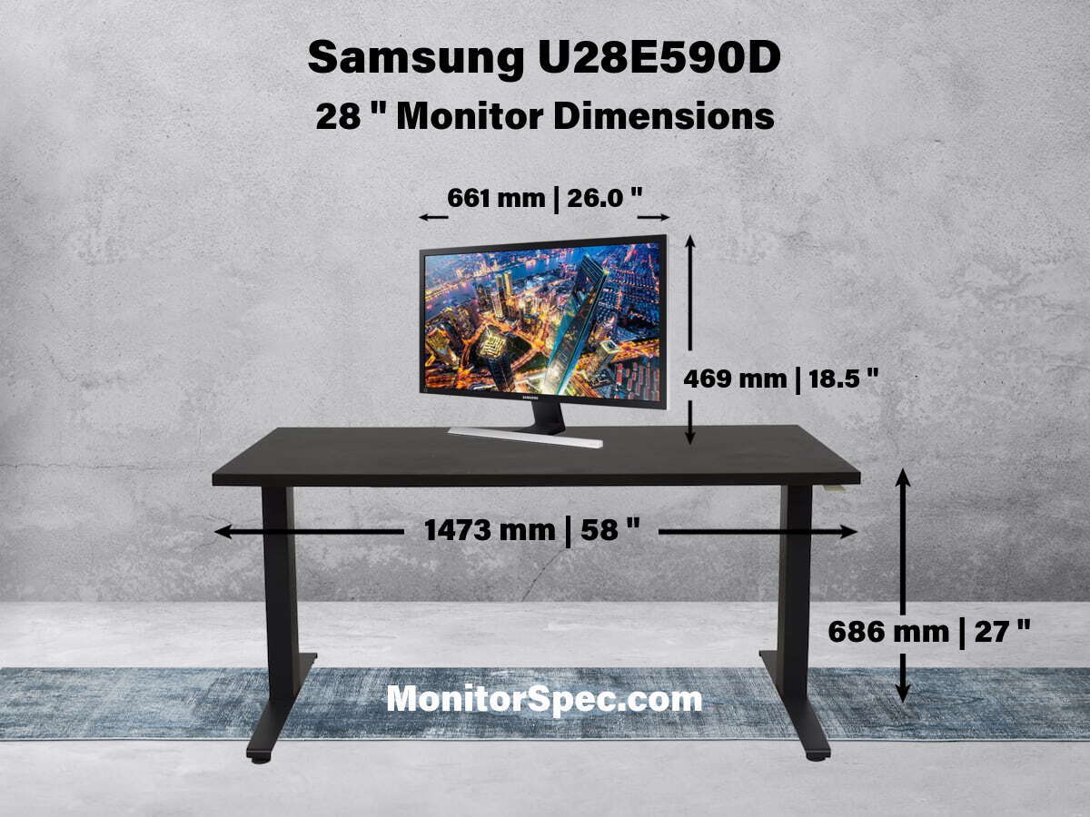 Samsung U28E590D Dimensions